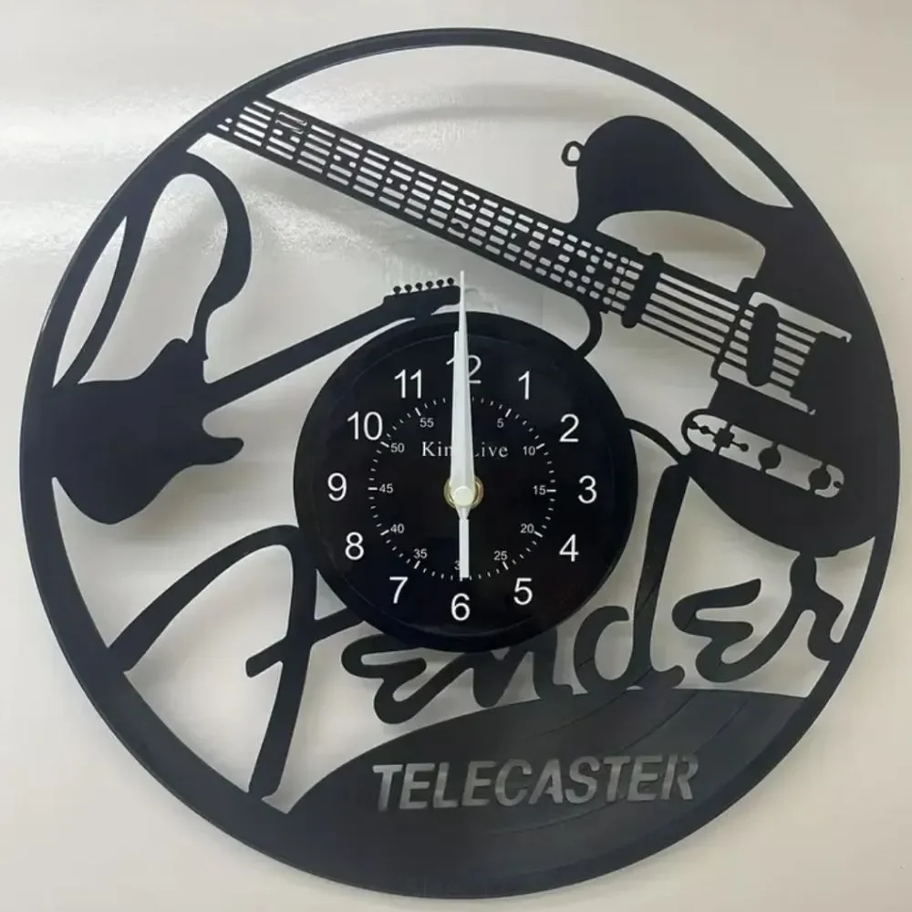 NEW Fender Guitar Vinyl Record Album Cut Wall Clock Rock &‎ Roll Band Gui…